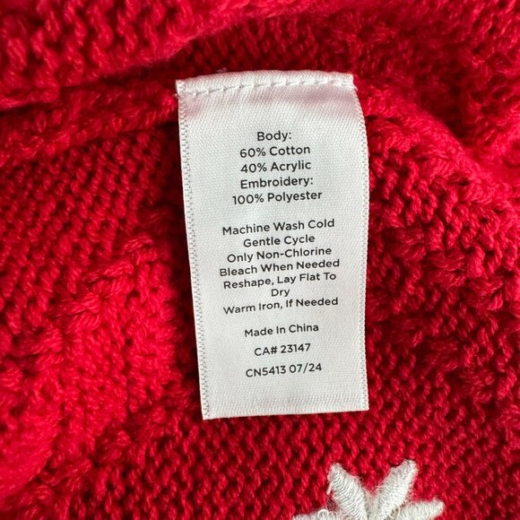 Talbots Embroidered Bobble Cardigan Sweater 2X Red White Snowflake NWT CJ-2048 - Picture 9 of 9